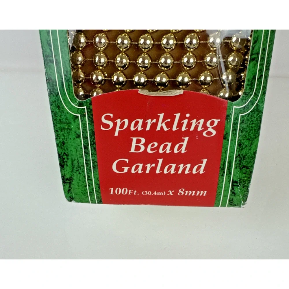 100 feet gold bead Garland new open box Christmas tree decoration